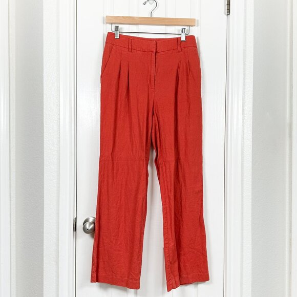 House Of Harlow 1960 Womens 4 Linen Blent Orange Straight Leg Pants Mini… - Picture 1 of 7